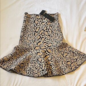 BCBGMaxAzria Beige and Black Animal Print Skater Skirt NWT